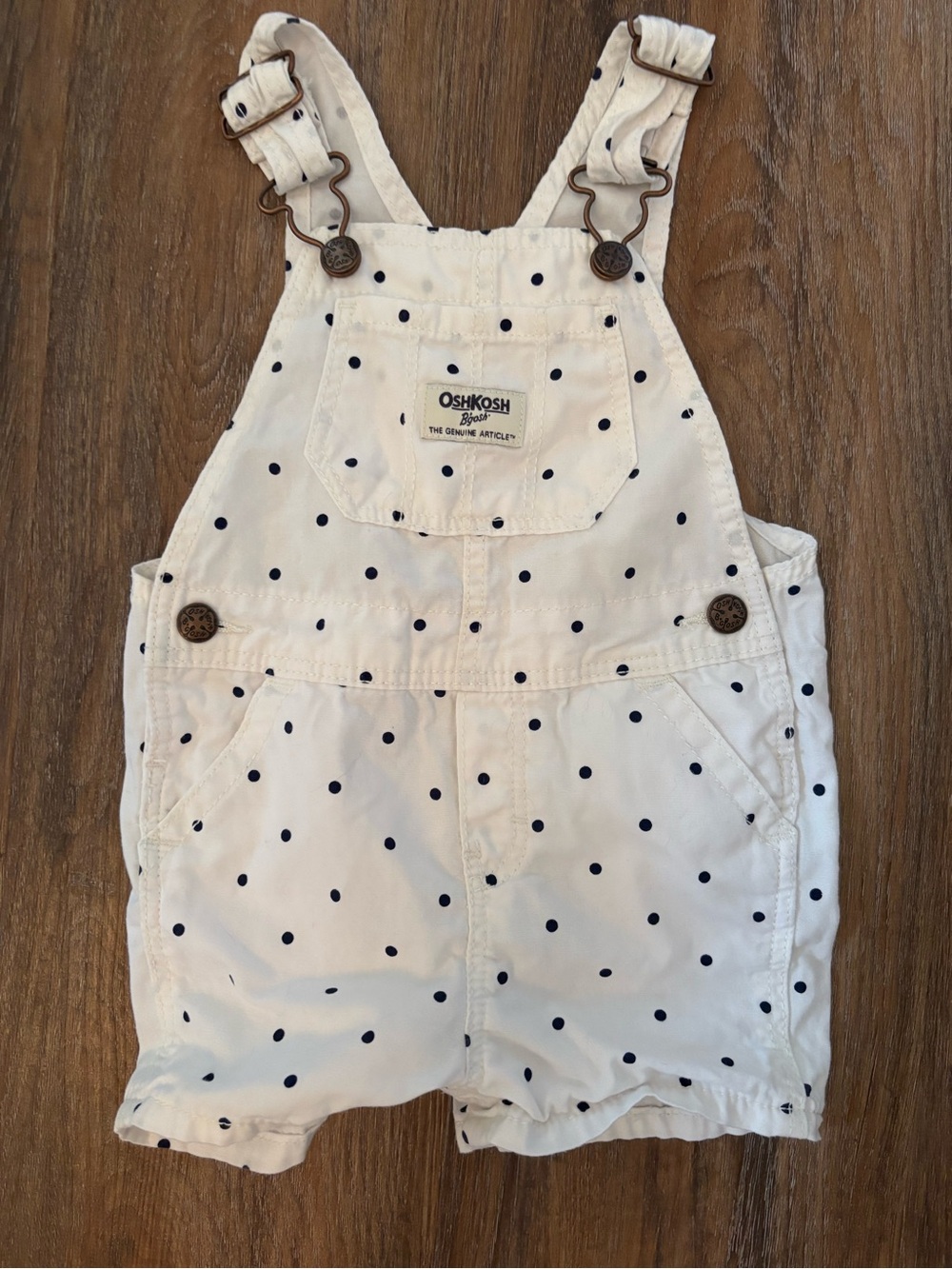 OshKosh B'gosh Polka Dot White Short Overalls 18m